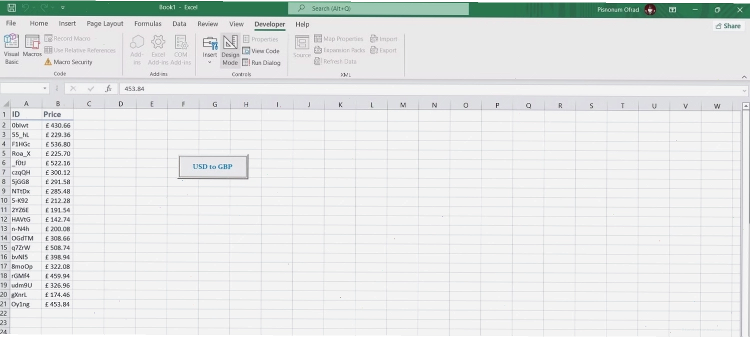 Kết quả phân tích dữ liệu bằng VBA Excel hiển thị trên bảng tính