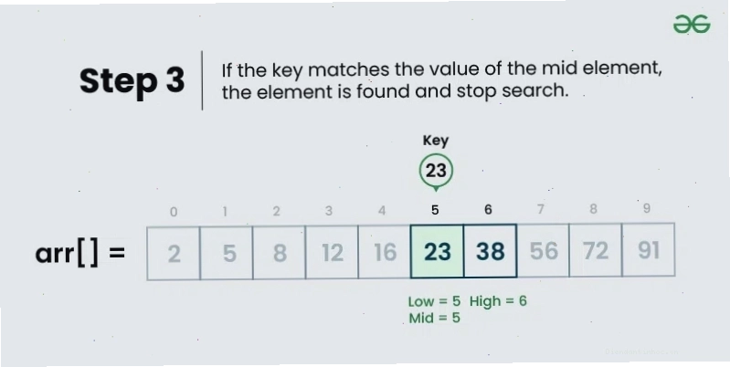 Kết quả tìm kiếm của Binary Search