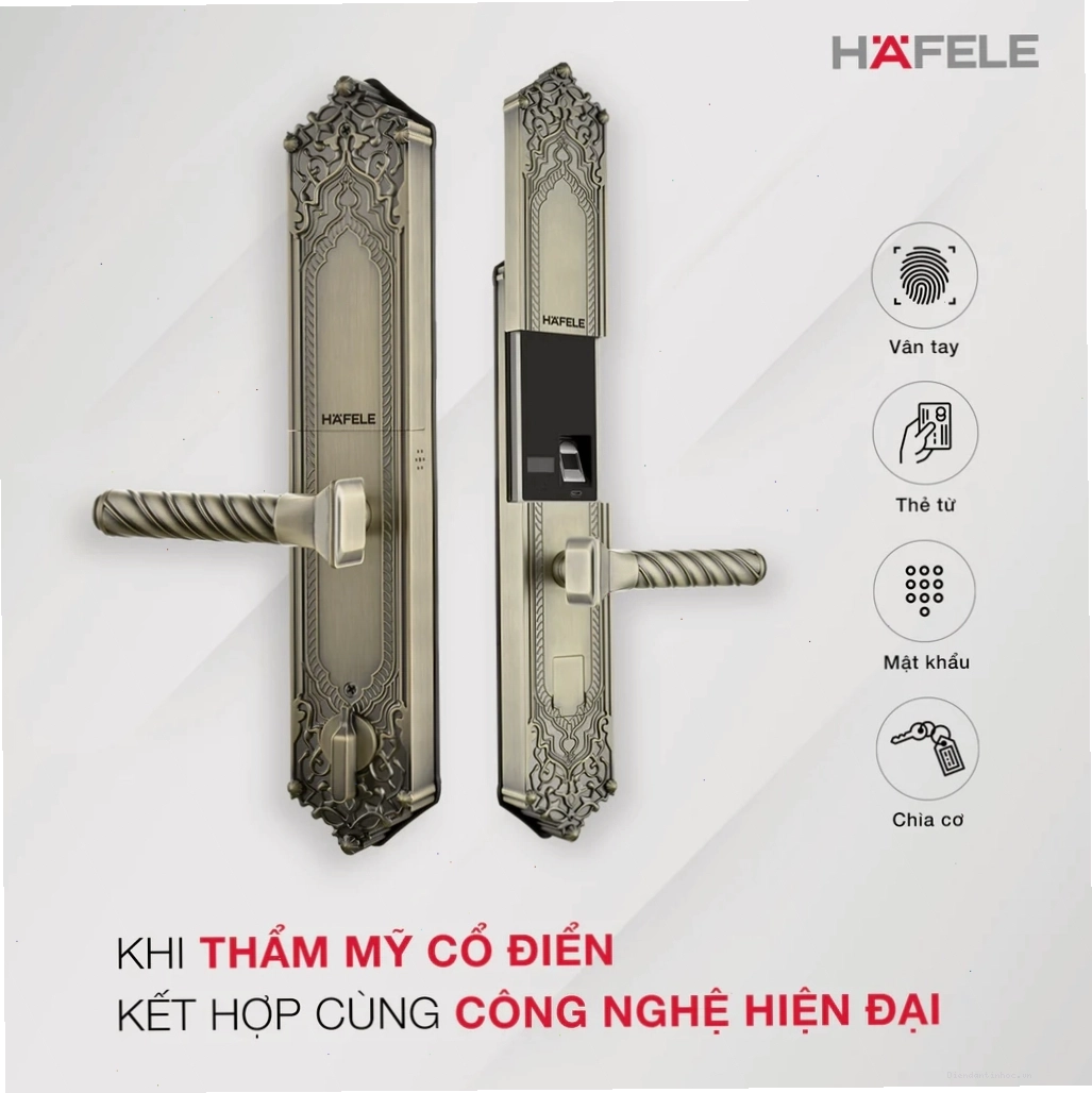 Khóa cửa vân tay Hafele với nhiều phương thức mở khóa tiện lợi