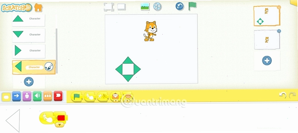 Khối lệnh gửi tin nhắn khi đạt mục tiêu trong Scratch