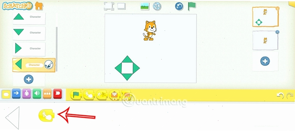Khối lệnh xử lý khi nhân vật chạm vào đối tượng trong Scratch