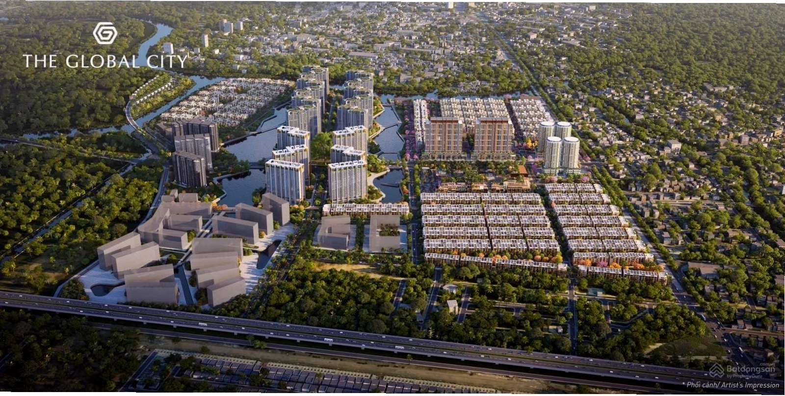 Khu vực cảnh quan nước tại The Global City