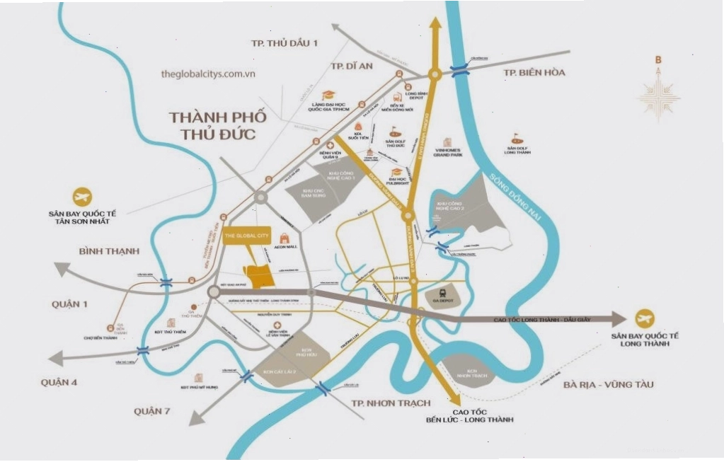 Khu vực trung tâm The Global City với các công trình kiến trúc hiện đại
