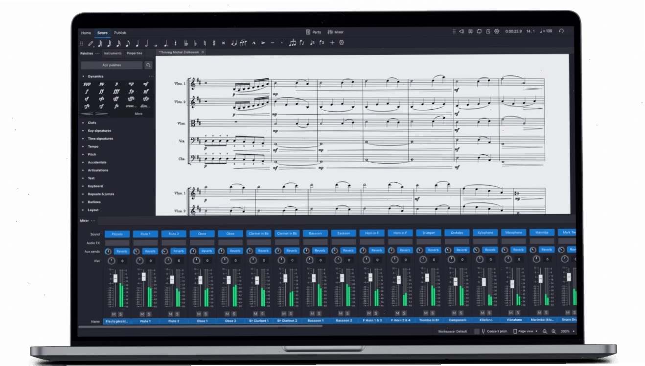 Laptop hiển thị giao diện MuseScore
