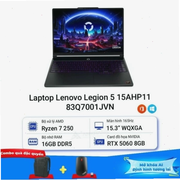Laptop Lenovo Legion 5 15AHP11 83Q7001JVN - Máy tính chơi game mạnh mẽ