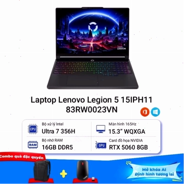 Laptop Lenovo Legion 5 15IPH11 83RW0023VN với card đồ họa RTX