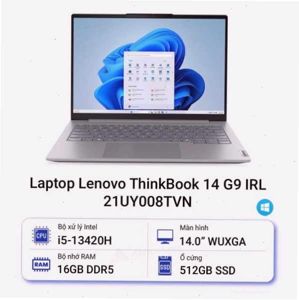 Laptop Lenovo ThinkBook 14 G9 IRL 21UY008TVN có màu xám Arctic Grey thanh lịch
