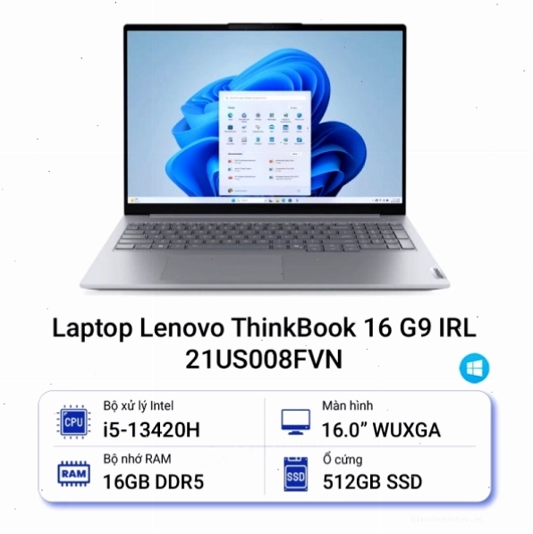 Laptop Lenovo ThinkBook 16 G9 IRL 21US008FVN với màn hình lớn 16 inch và hiệu năng cao