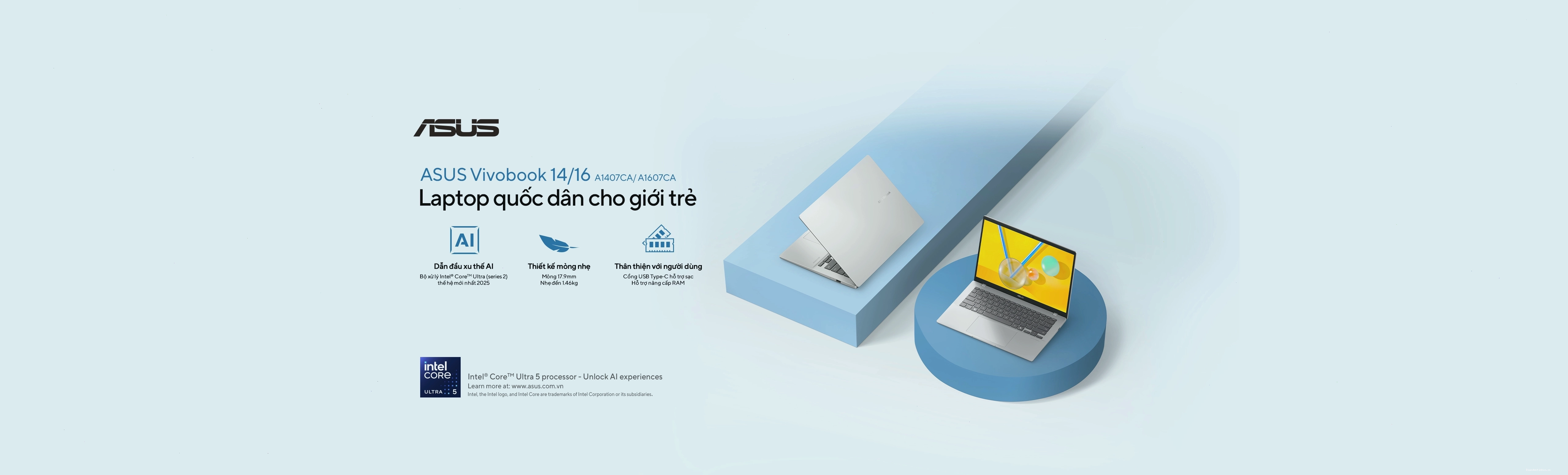 Logo Asus và các biểu tượng công nghệ AI