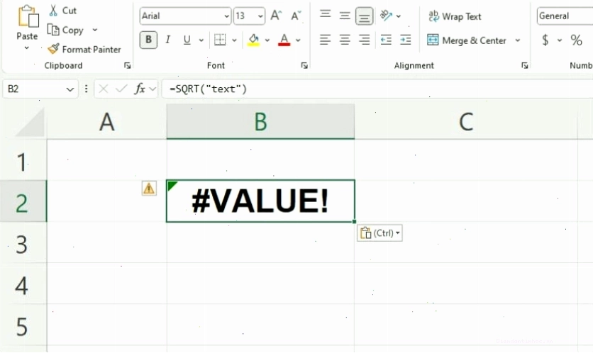 Lỗi #VALUE! khi tính căn bậc 2 cho giá trị không phải số