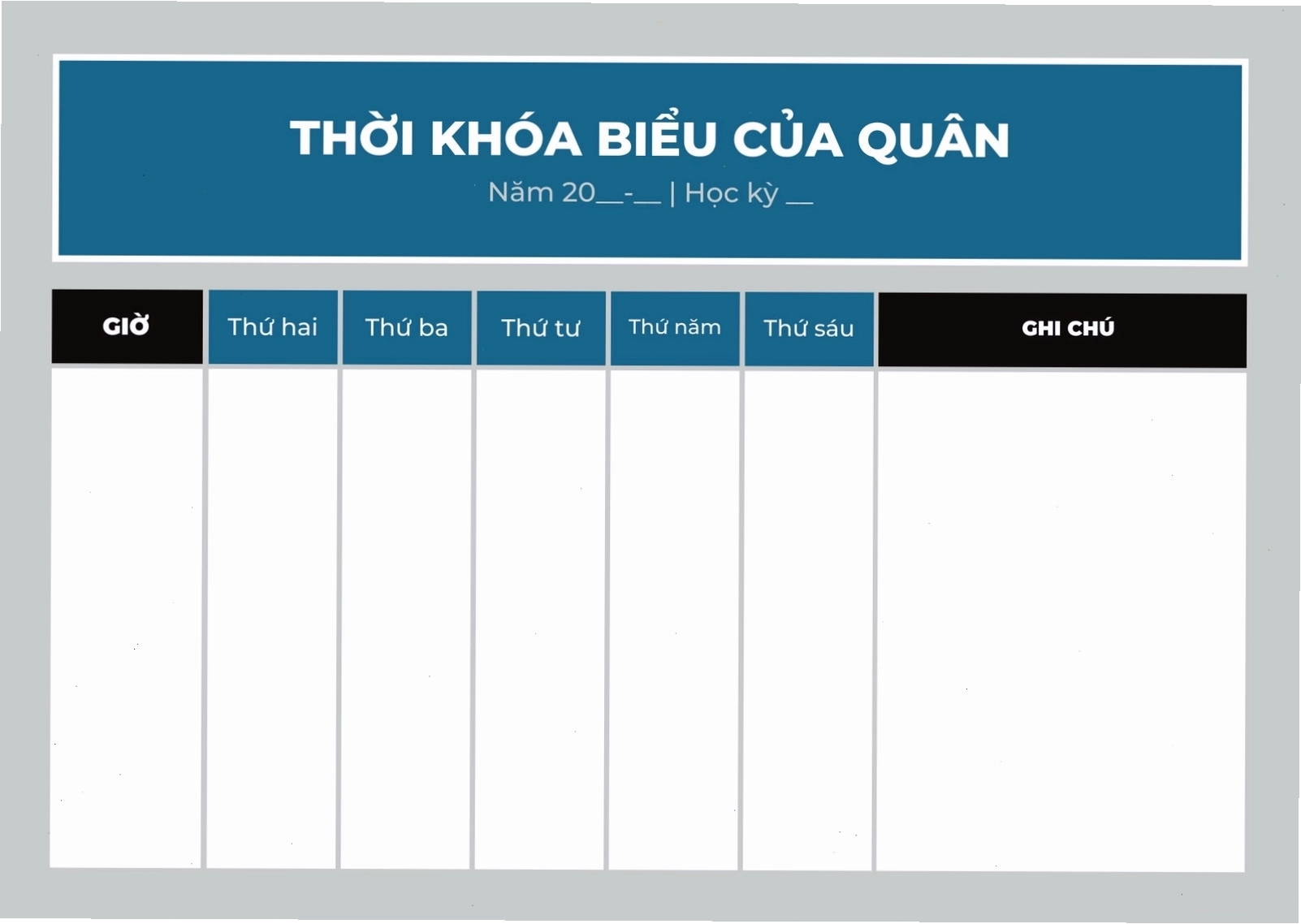 Lựa chọn các mốc thời gian của thời khóa biểu