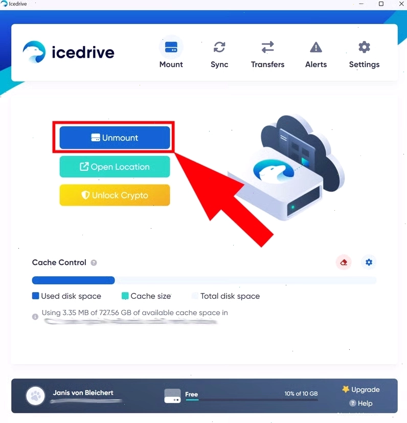 Màn hình quản lý thiết bị trên IceDrive