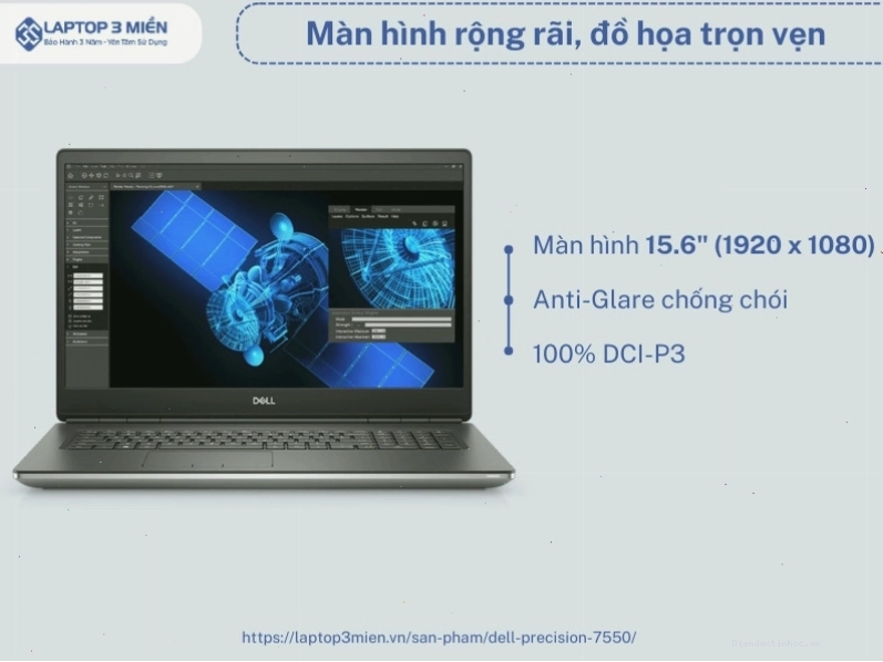 Màn hình sắc nét của Dell Precision 7550 cho trải nghiệm hình ảnh tuyệt vời