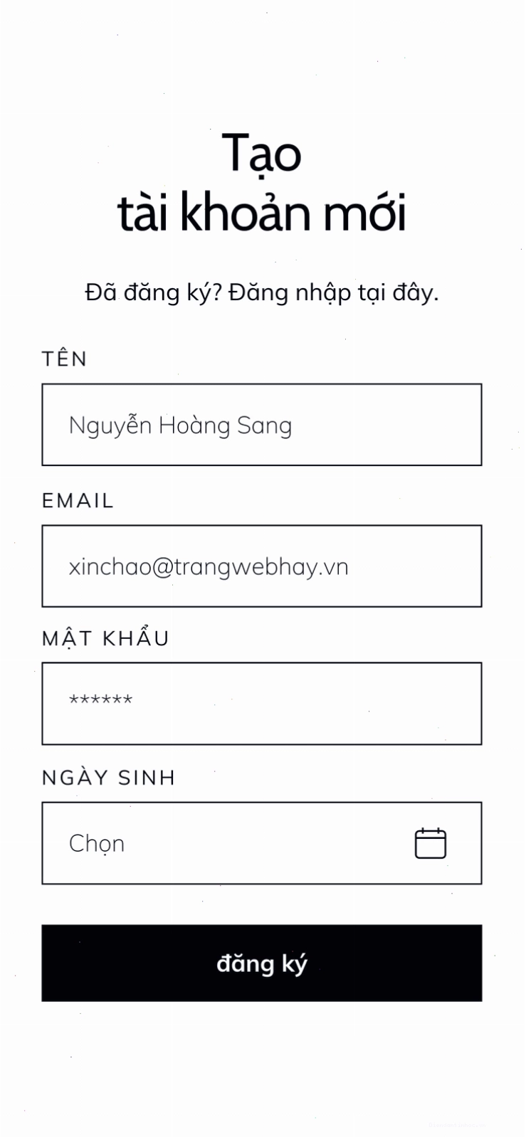 Mẫu giao diện đăng nhập đơn giản, có đường kẻ và tông màu trắng