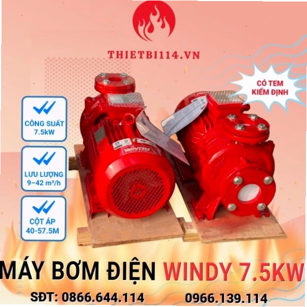 Máy bơm điện Windy 7.5kW - một lựa chọn phổ biến cho hệ thống PCCC