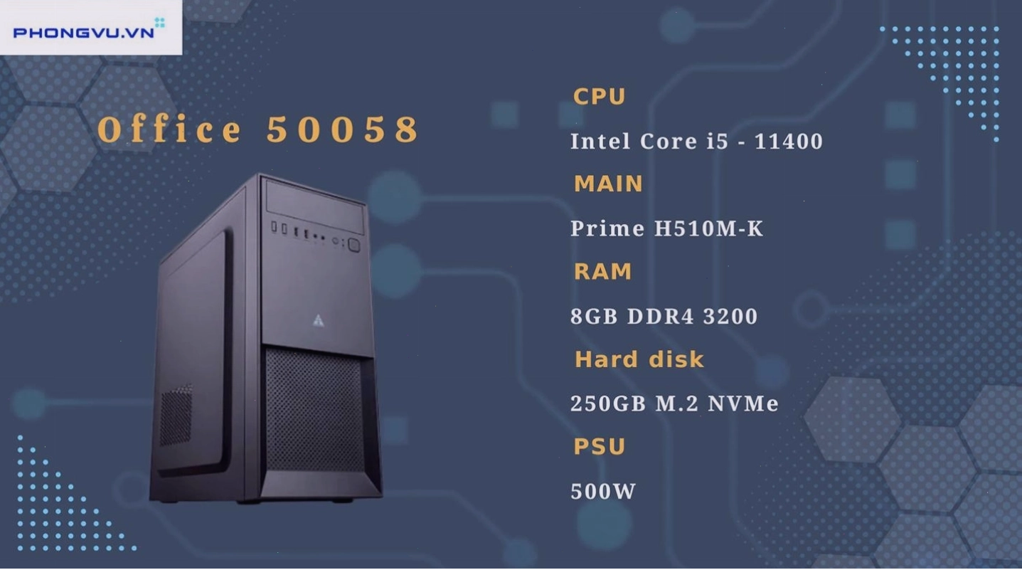 Máy PC Phong Vũ Office 50058 với chip Intel Core i5