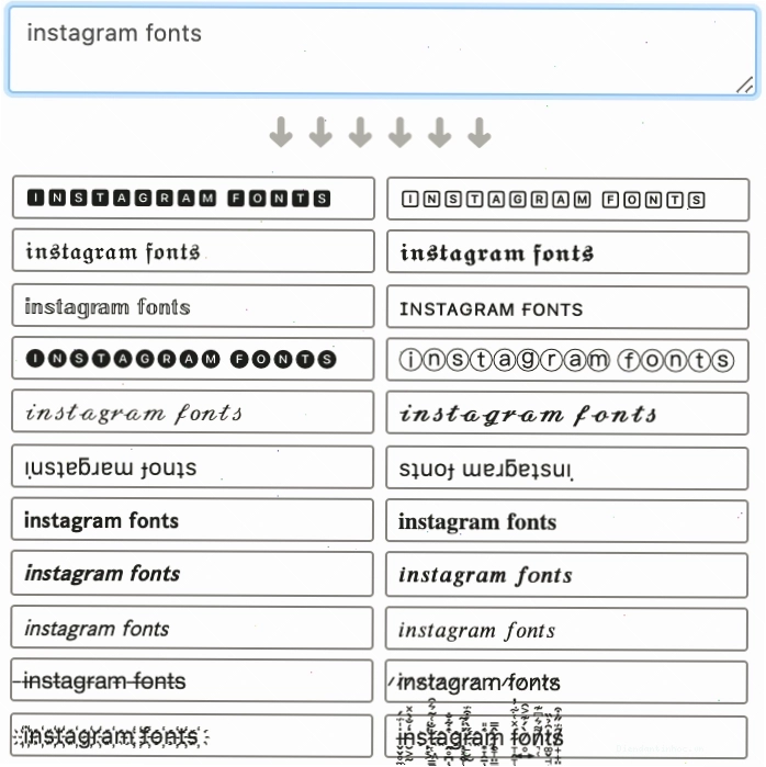 Minh họa các phông chữ độc đáo cho Instagram