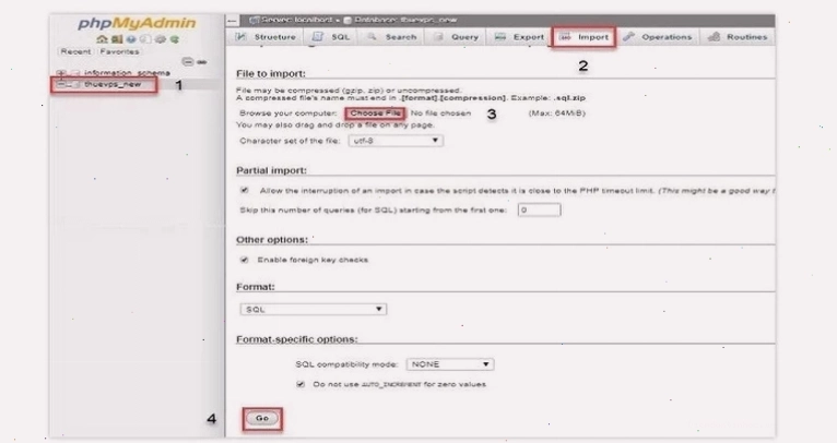 Minh họa cách phục hồi dữ liệu trong phpMyAdmin