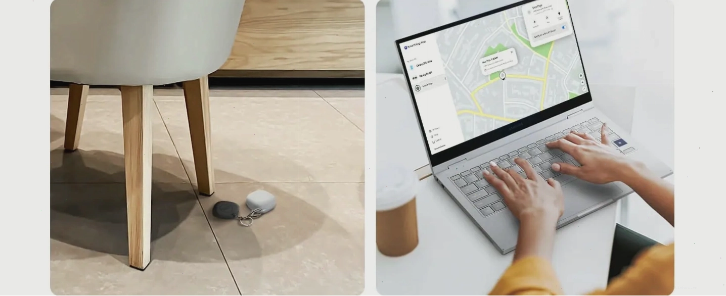 Minh họa cách SmartThings Find hoạt động để tìm kiếm thiết bị SmartTag bị thất lạc