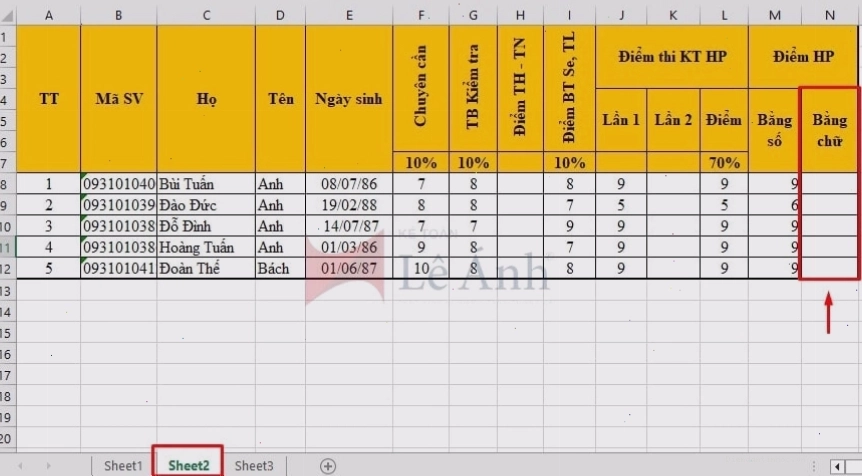 Minh họa cách sử dụng hàm VLOOKUP giữa hai sheet trong Excel
