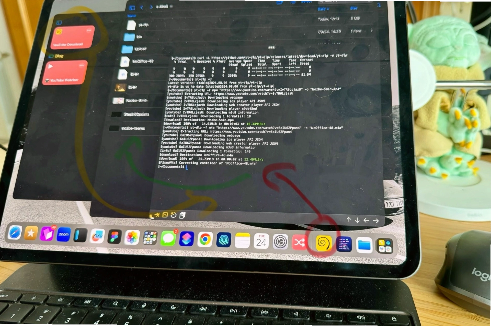 Minh họa cách sử dụng yt-dlp trên iPad với a-Shell