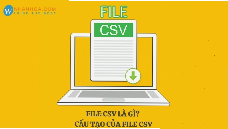 Minh họa cấu trúc file CSV với các giá trị được phân tách bằng dấu phẩy