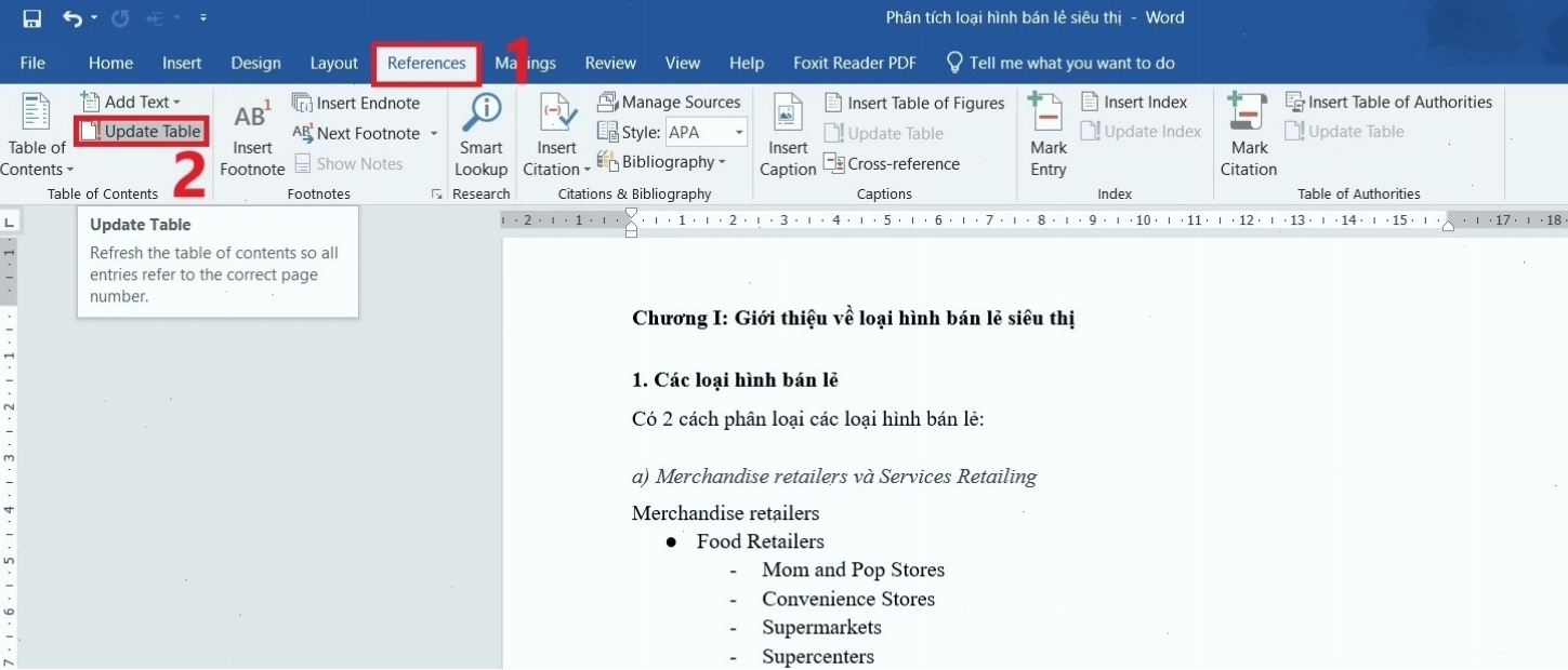 Minh họa chọn Heading 1 cho tiêu đề chính trong Word