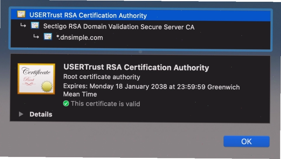 Minh họa chuỗi chứng chỉ SSL thực tế với các cấp độ chứng chỉ