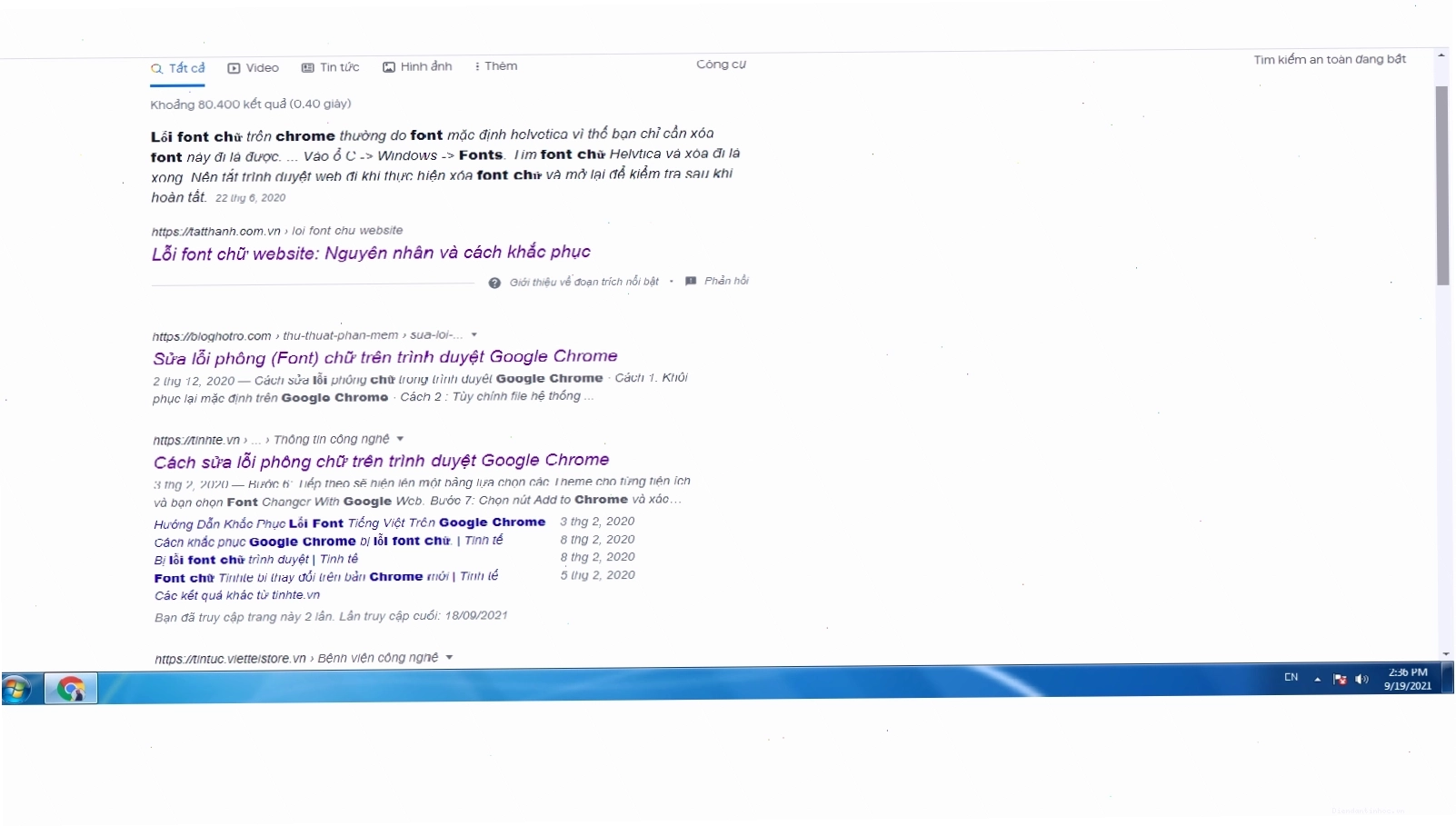 Minh họa lỗi font chữ trên Google Chrome và các ứng dụng Google