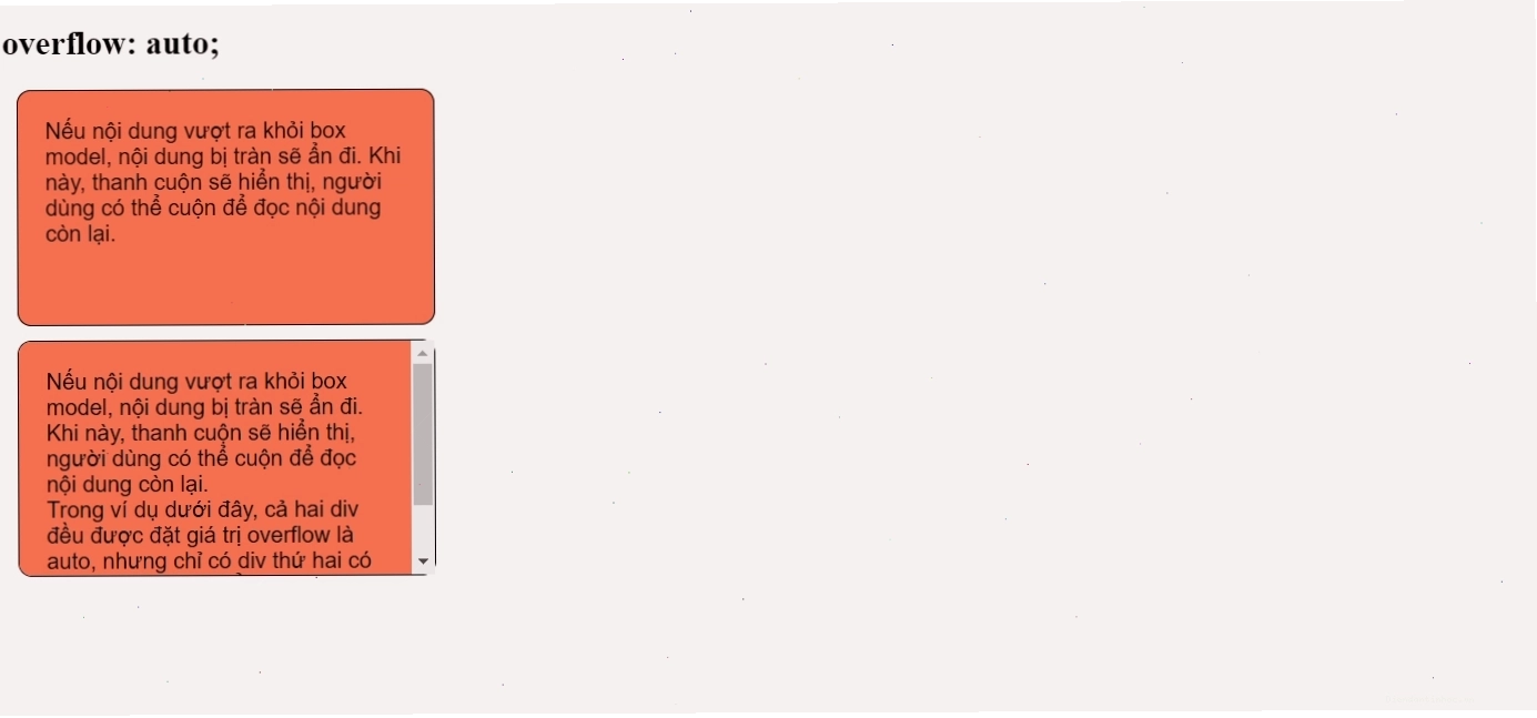 Minh họa thuộc tính CSS overflow: scroll với thanh cuộn luôn hiển thị