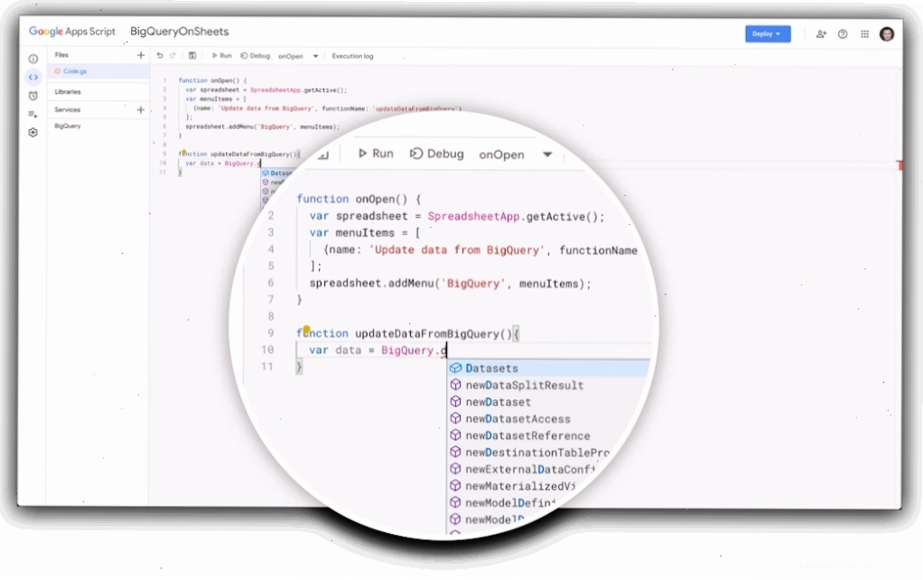 Minh họa tích hợp Apps Script với BigQuery trong Google Sheets