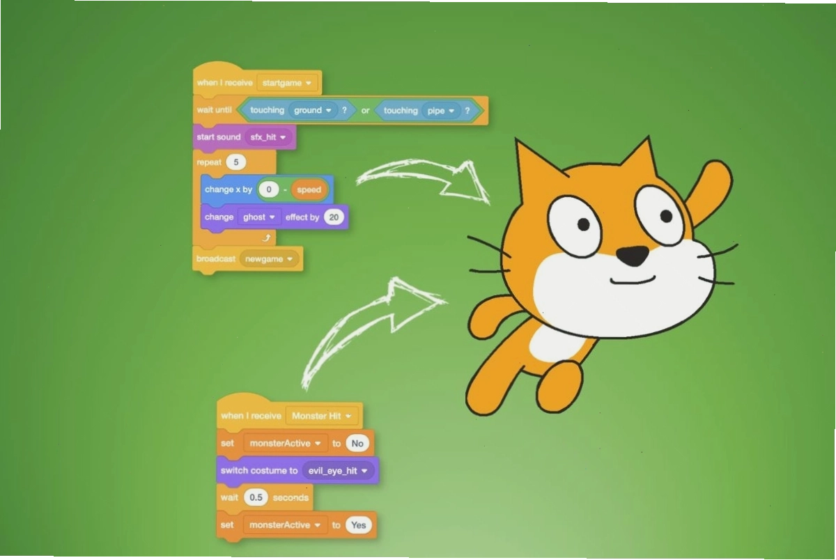 Minh họa trẻ em đang học lập trình với Scratch