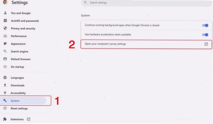 Mở cài đặt Proxy trên hệ thống máy tính