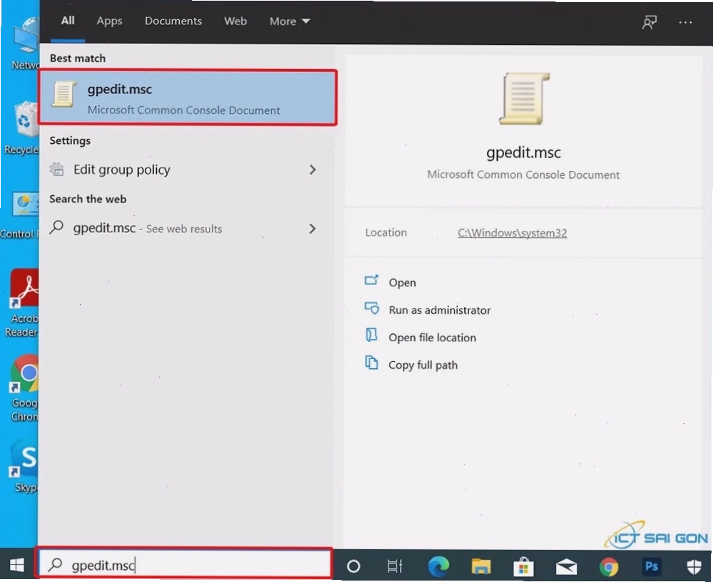 Mở Local Group Policy Editor