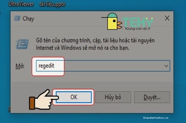 Mở Registry Editor