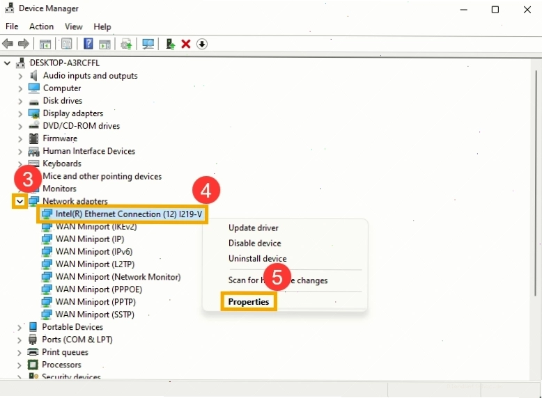 Mở rộng Network adapters trong Device Manager