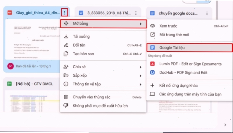 Mở tệp PDF bằng Google Tài liệu trong Google Drive