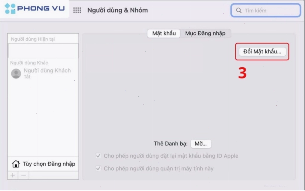Nhấn Change Password