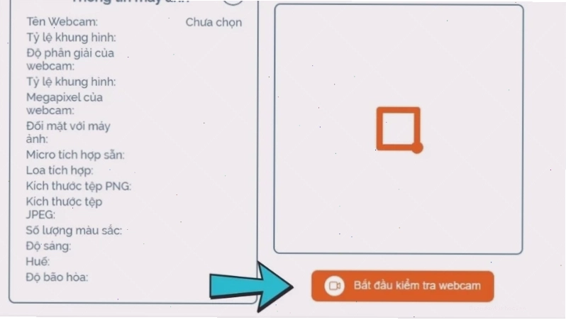 Nhấn chọn Bắt đầu kiểm tra webcam