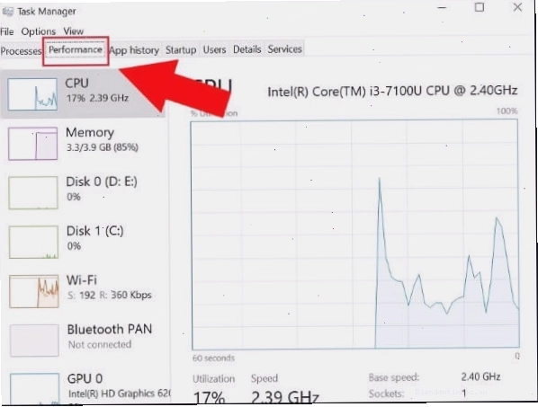Nhấn chọn tab Performance trong Task Manager