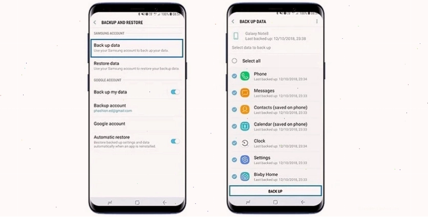 Nhấn nút "Back up" để thực hiện sao lưu