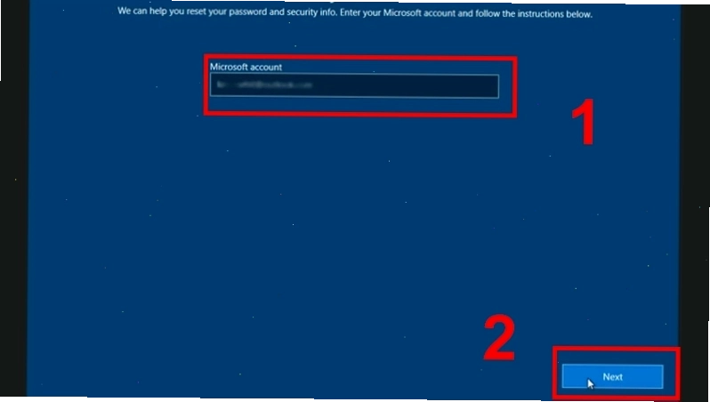 Nhập email để khôi phục mật khẩu tài khoản Microsoft