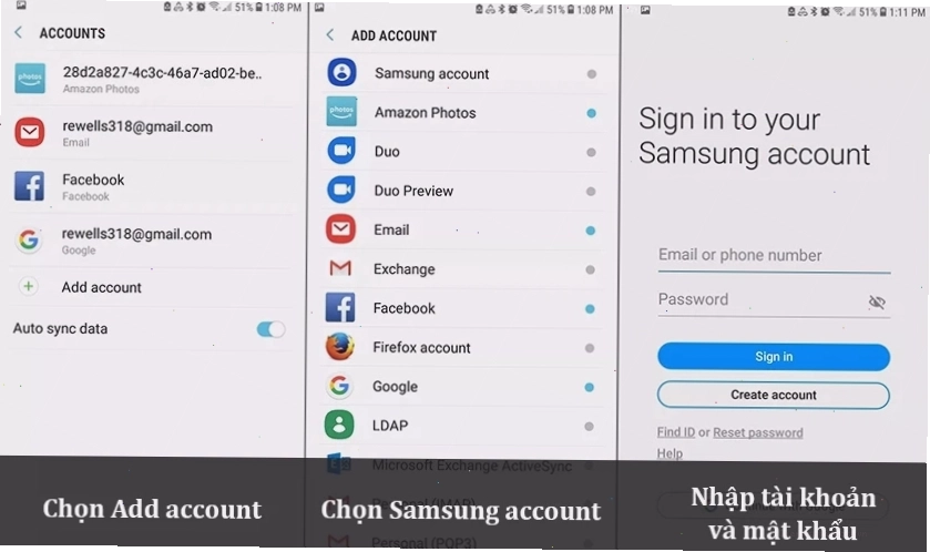 Nhập tài khoản và mật khẩu Samsung Cloud để đăng nhập