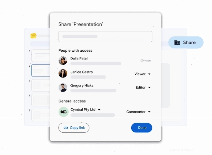 Quản lý quyền chia sẻ trên Google Slides