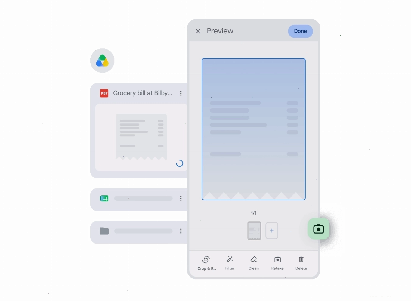 Quét hoá đơn tạp hoá và lưu thành tệp PDF bằng điện thoại vào Drive