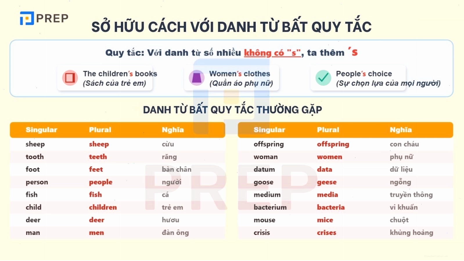 Quy tắc thêm sở hữu cách cho danh từ số nhiều trong tiếng Anh