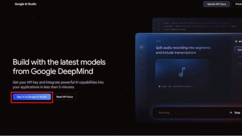 Quy trình đăng nhập Google AI Studio