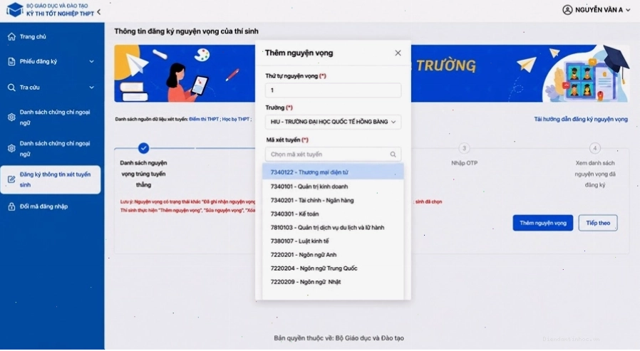 Sắp xếp thứ tự ưu tiên các nguyện vọng đại học