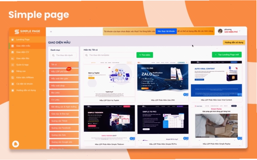 Simple Page - Công cụ tạo landing page đơn giản và hiệu quả