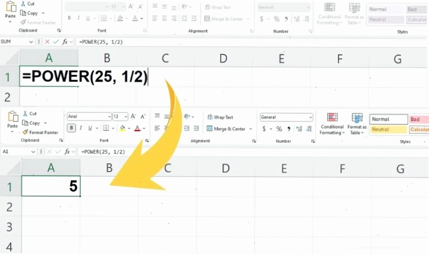 Sử dụng hàm POWER để tính căn bậc 2 trong Excel